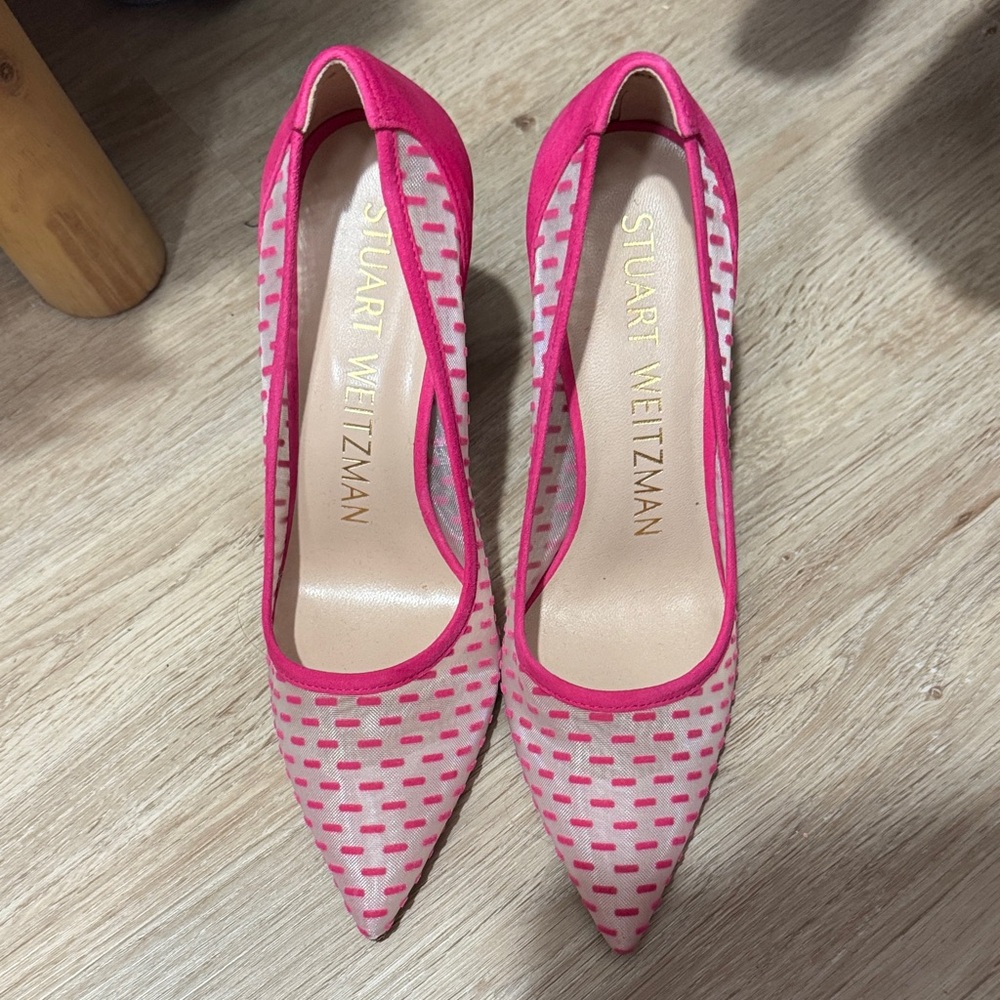Stuart Weitzman Hot Pink and Light Pink Patterned Pointed Pumps